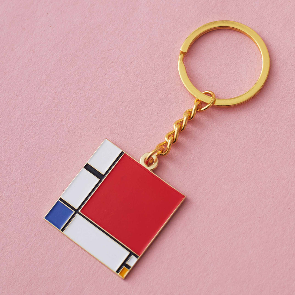 Keyring Composition with Red, Blue, and Yellow